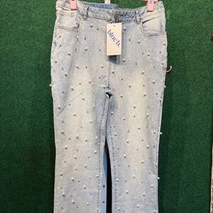 199 NWT blue b. Embellished w/Pearls and Rhinestones